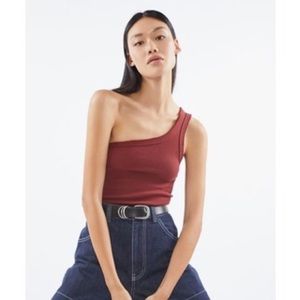 Urban Outfitters Maroon One Shoulder Top